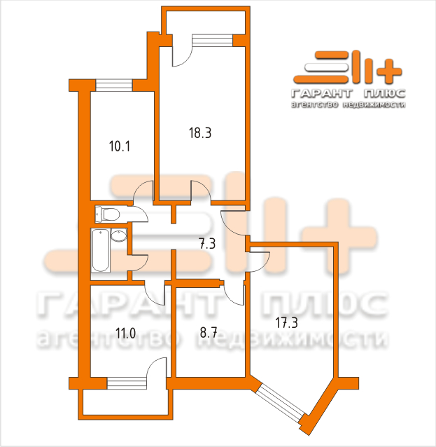 Планировка 4-комнатной квартиры 91 серии