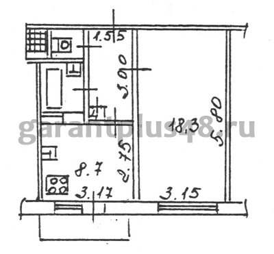 Планировка 1-комнатной квартиры 90 серии